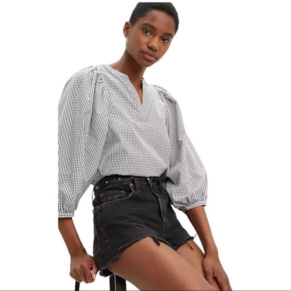 LEVI’S 501 Black High Rise Raw Hem Jean Shorts Size 26 - Picture 4 of 11